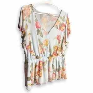 American Rag Cie Flowy Boho Western Floral Y2K Woman's Top Size Small W Buttons